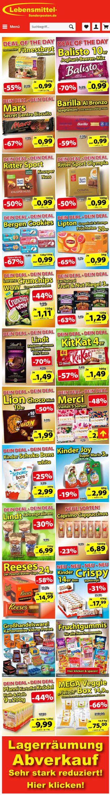 Mittwoch dem 16 Juli 2025 Lebensmittel-SOnderposten.de